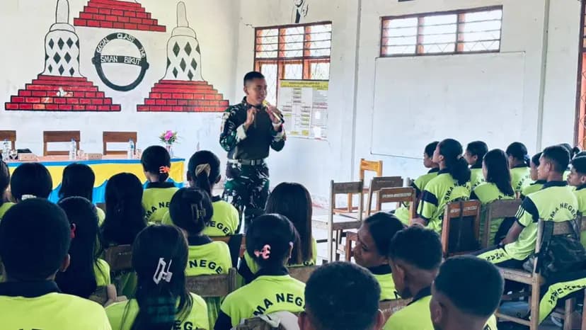 Satgas Yonarhanud 2 Kostrad Tanamkan Wawasan Kebangsaan di Perbatasan RI–RDTL