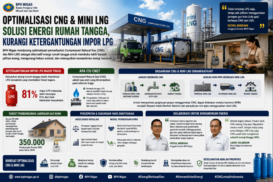 BPH Migas Dorong Pemanfaatan CNG Rumah Tangga untuk Kurangi Ketergantungan Impor LPG
