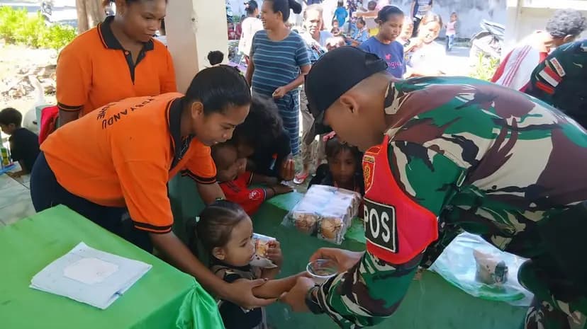 Yonarmed 12 Kostrad Peduli Tumbuh Kembang Balita di Perbatasan
