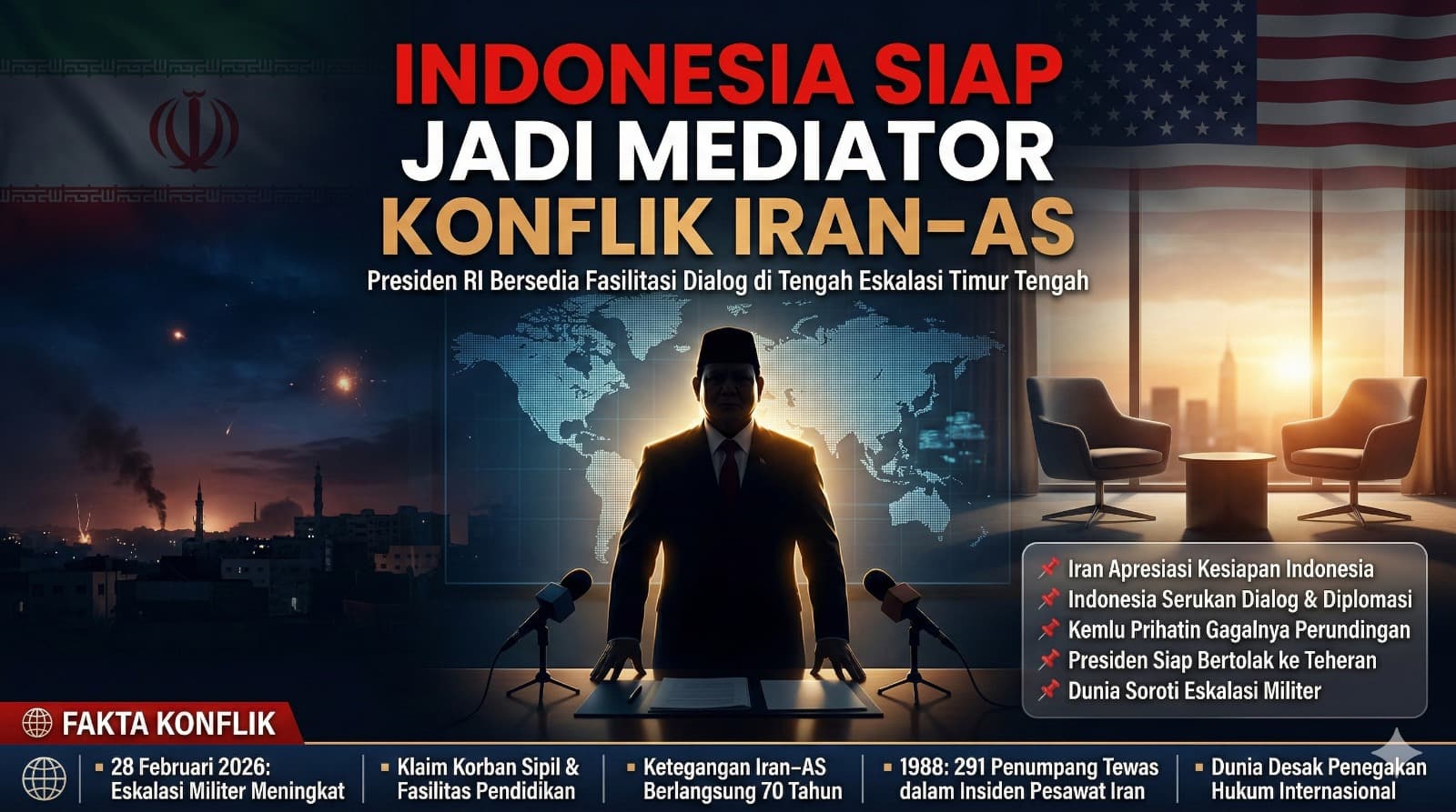 Kesiapan Indonesia Menjadi Mediator Konflik Iran Amerika Serikat sebagai Ujian Moral dan Diplomasi di Tengah Gejolak Timur Tengah