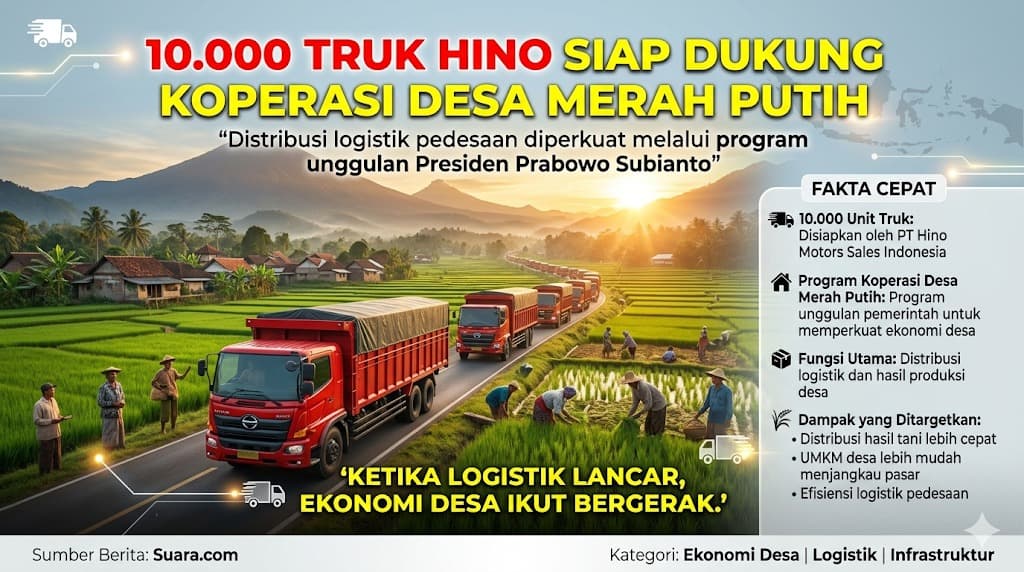 Distribusi Logistik Desa Menguat Saat Sepuluh Ribu Truk Hino Disiapkan untuk Mendukung Program Koperasi Desa Merah Putih