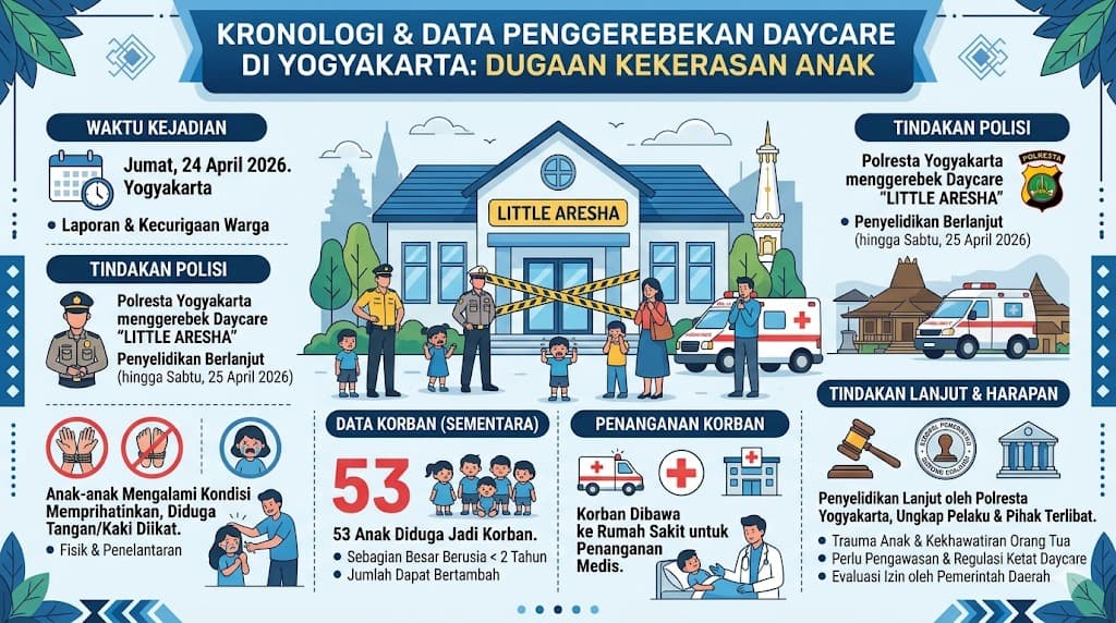 Daycare di Yogyakarta Digerebek, 53 Anak diduga Jadi Korban Kekerasan