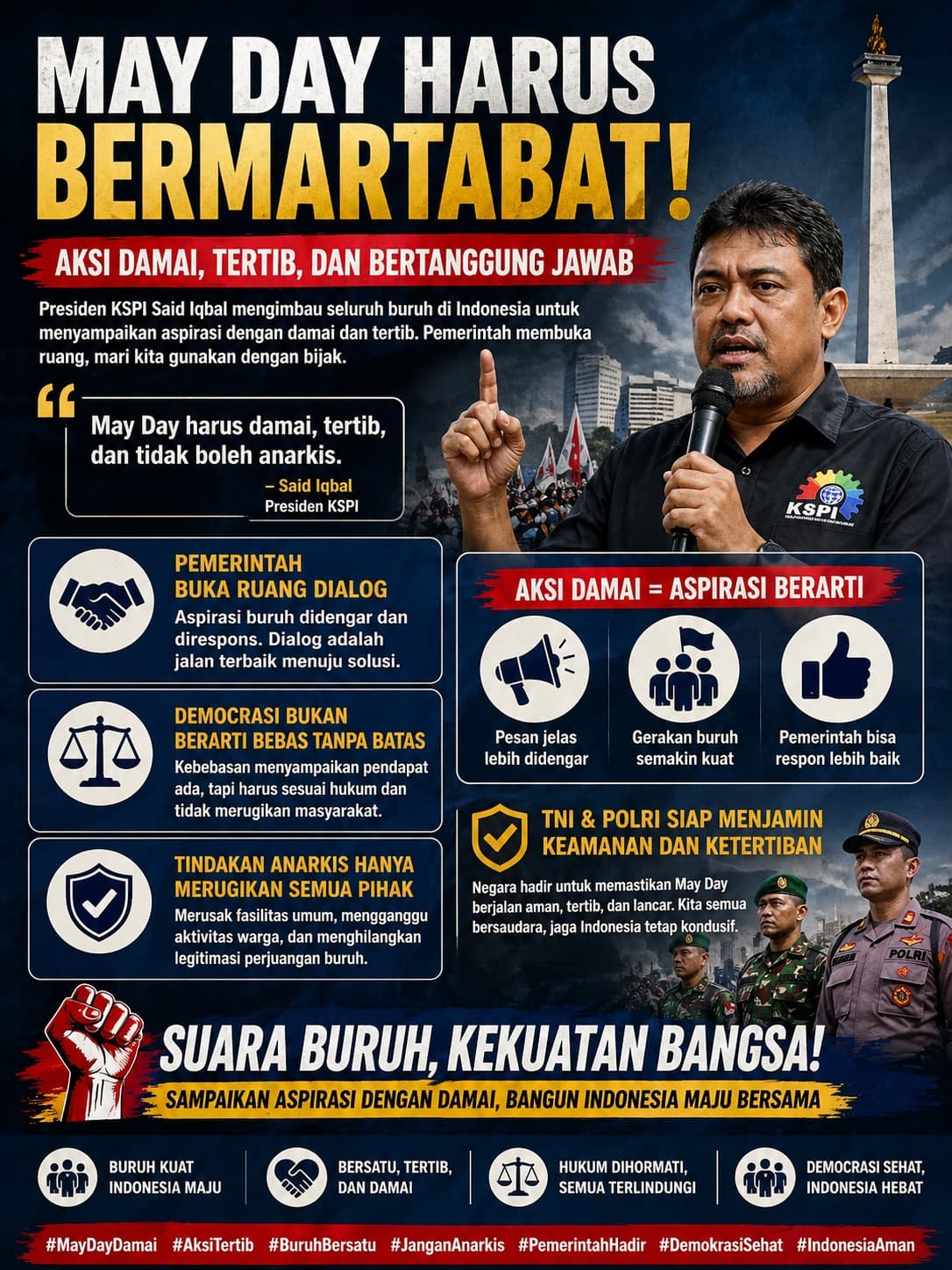 May Day Harus Bermartabat: Pemerintah Buka Ruang, Aksi Wajib Tertib dan Damai