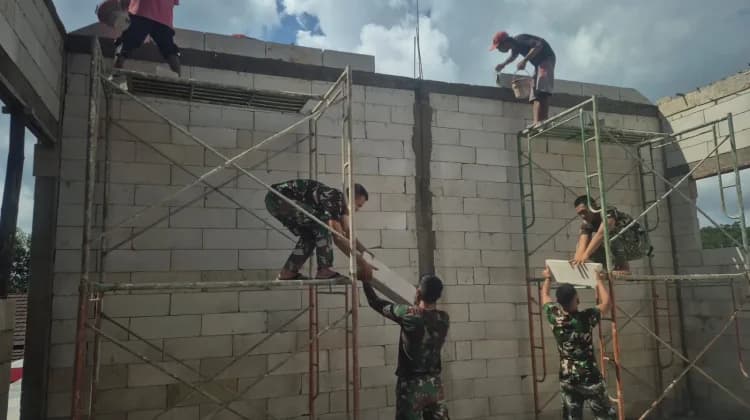 Pra TMMD ke-128 Bangkalan Rehab SDN 1 Durin Barat, TNI dan Warga Gotong Royong Perbaiki Fasilitas Pendidikan