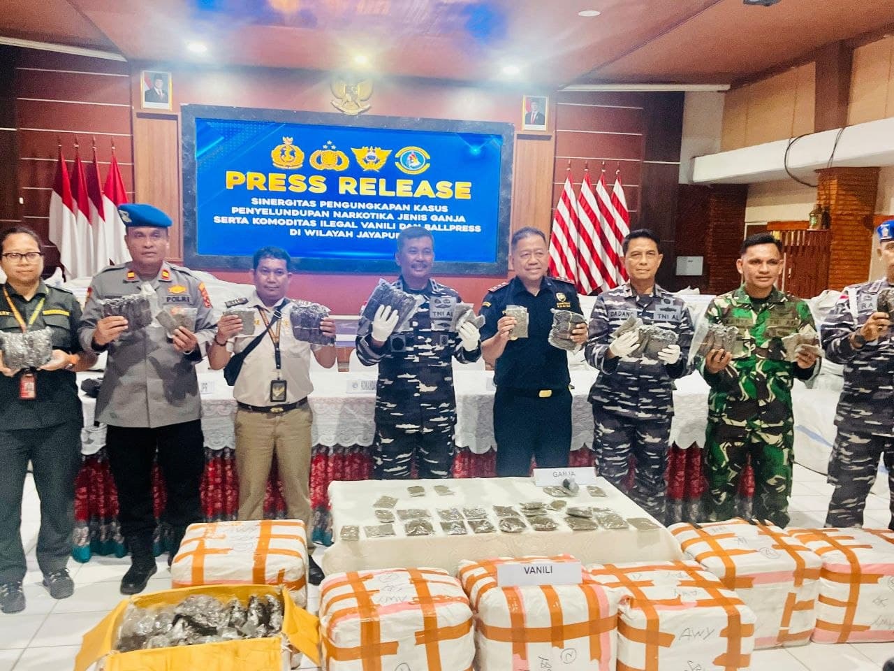Kodaeral X Jayapura Gagalkan Penyelundupan Ganja, Vanili Ilegal, dan Ballpress Senilai Rp1,59 Miliar