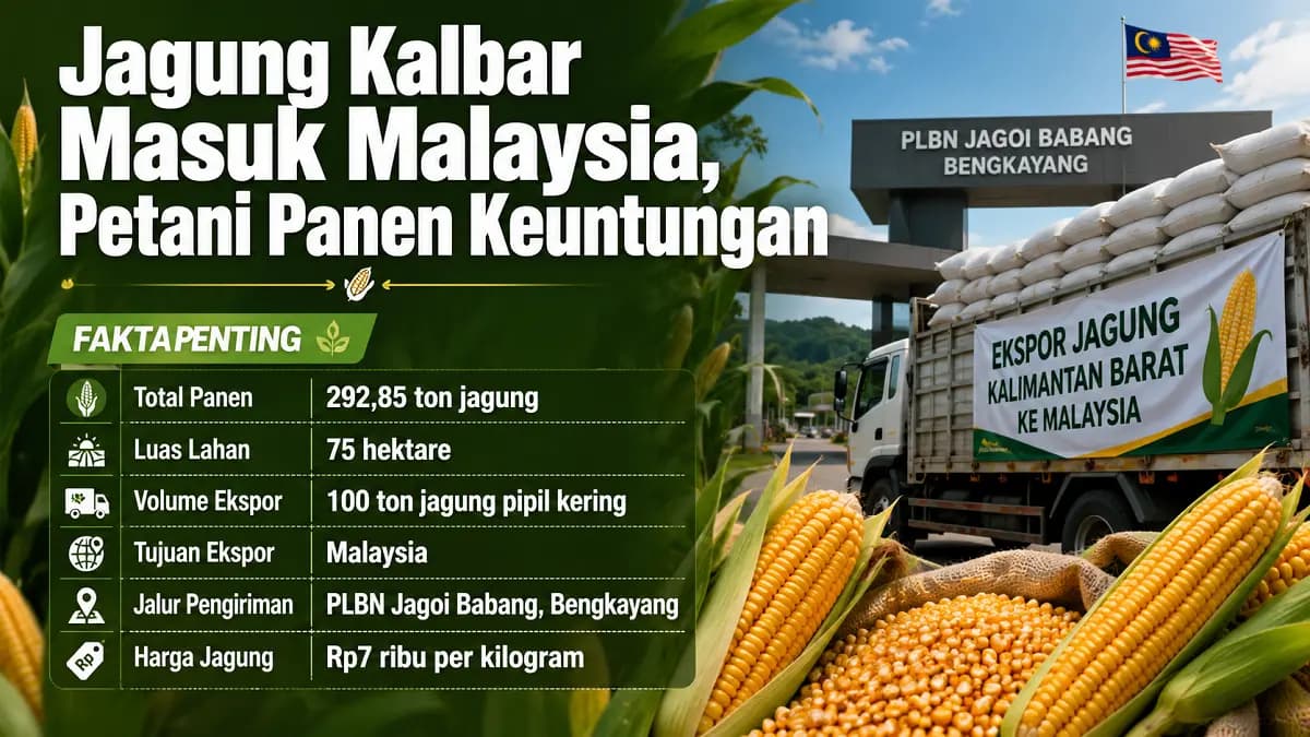Kalbar Panen 292 Ton Jagung, 100 Ton Diekspor ke Malaysia Lewat PLBN Jagoi Babang