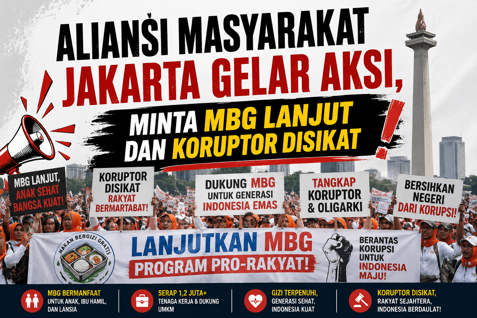 Aliansi Masyarakat Jakarta Gelar Aksi, Minta MBG Lanjut dan Koruptor Disikat