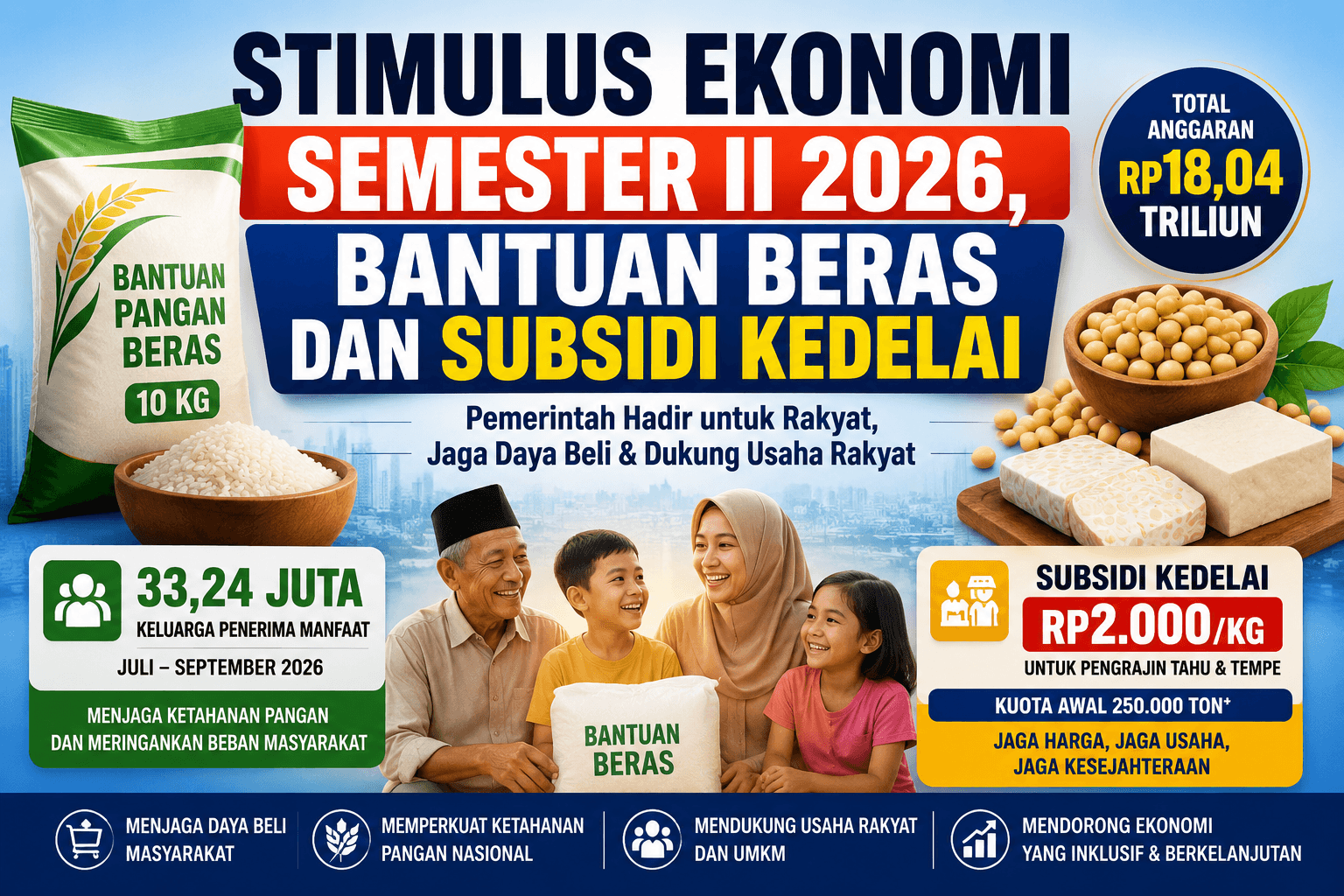 Stimulus Ekonomi Semester II 2026, Bantuan Beras dan Subsidi Kedelai