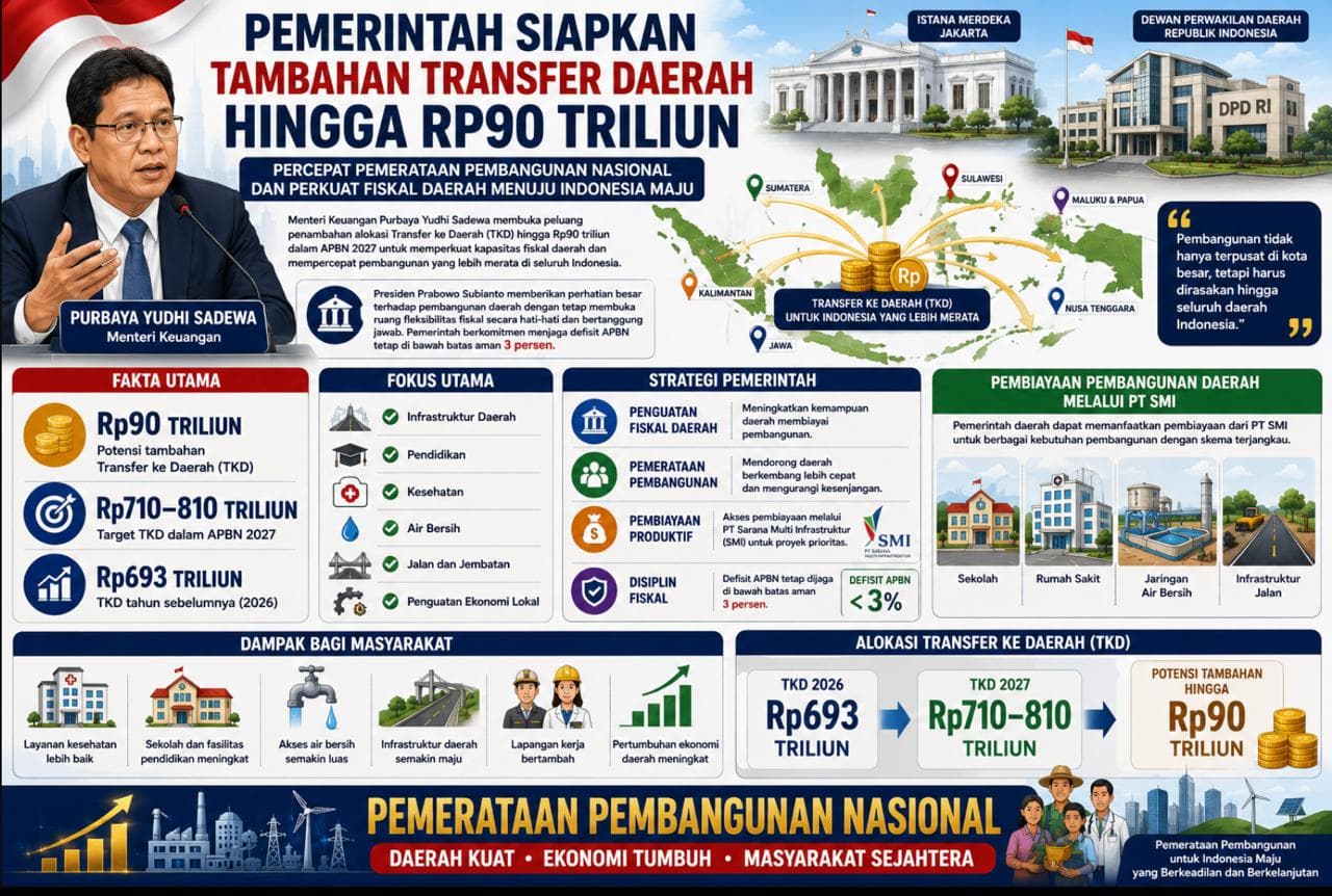 Pemerintah Siapkan Tambahan Transfer Daerah Hingga Rp90 Triliun untuk Percepat Pemerataan Pembangunan Nasional