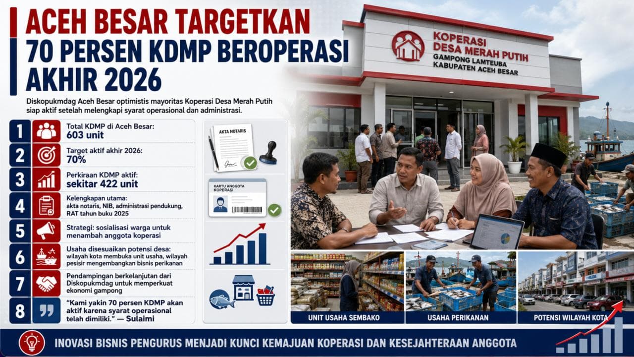 Aceh Besar Targetkan 70 Persen Koperasi Desa Merah Putih Beroperasi Akhir 2026