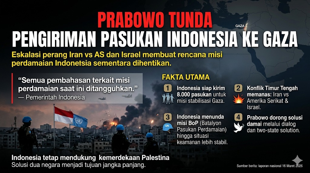 Penundaan Pengiriman Pasukan Perdamaian Indonesia ke Gaza di Tengah Eskalasi Konflik Timur Tengah